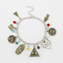 Movie HP Potter Deathly Hallows Bracelet Time Turner Hogwarts School Logo Bangles Bracelets for Women Men Jewelry Gift
