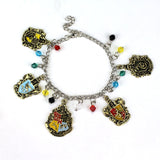 Movie HP Potter Deathly Hallows Bracelet Time Turner Hogwarts School Logo Bangles Bracelets for Women Men Jewelry Gift